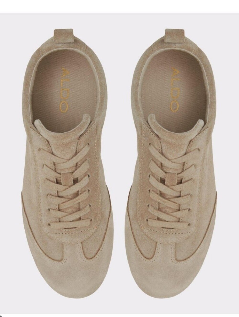 ALDO Swiftly Suede Lace-Up Sneakers in Taupe Size 7.